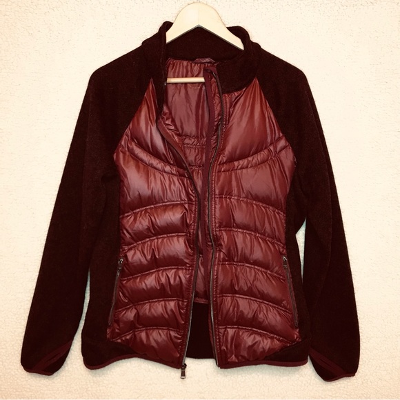 London Fog Down Filled Puffer Sweater Zip Jacket Size Large Burgundy Heather VTG - Picture 10 of 10